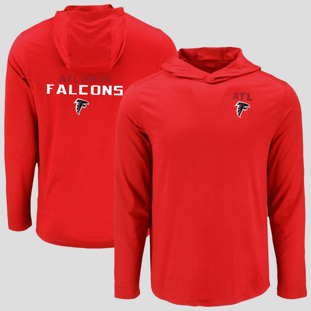 Men 2026 NFL Atlanta Falcons Hooded long sleeved T-shirt red 05